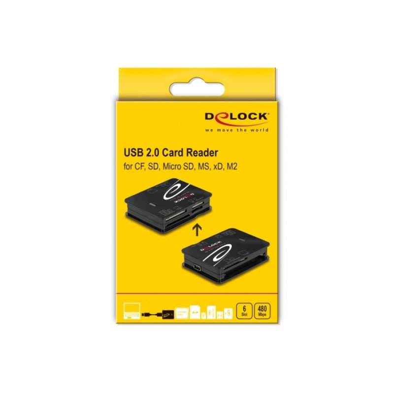 DeLOCK USB 2.0 Card Reader for CF / SD / Micro SD / MS / xD / M2 memory cards