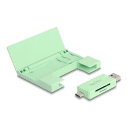 DeLOCK 91015 lecteur de carte mémoire USB 3.2 Gen 1 (3.1 Gen 1) Type-A/Type-C Couleur menthe