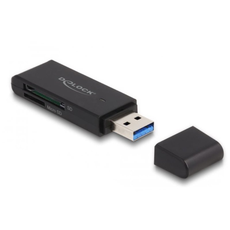DeLOCK Lecteur de carte SuperSpeed USB 5 Gbps pour cartes de mémoire SD et Micro SD