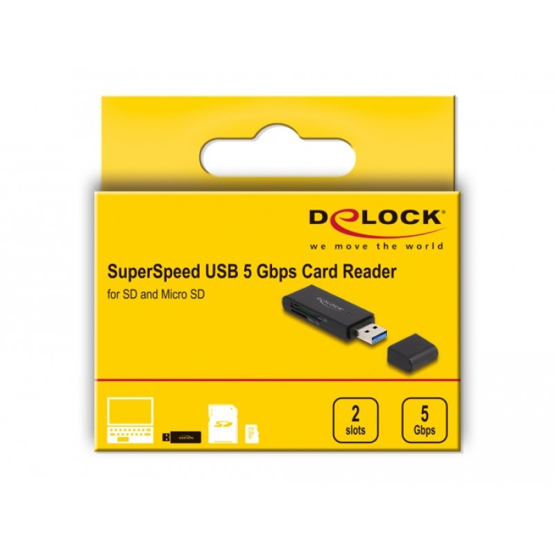 Delock Card Reader SuperSpeed USB 5 Gbps für SD und Micro SD Speicherkarten
