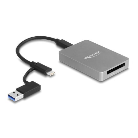 DeLOCK Lecteur de carte USB Type-C dans un boitier en aluminium pour cartes de mémoire CFexpress ou XQD