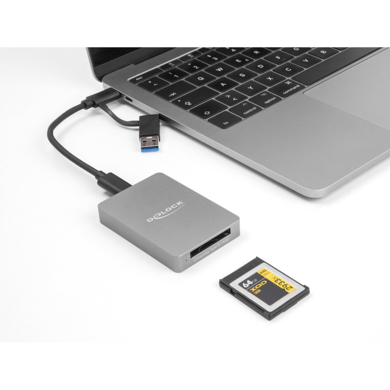 Delock USB Type-C™ Card Reader im Aluminium Gehäuse für CFexpress oder XQD Speicherkarten