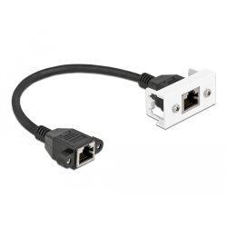 Delock Netzwerk Verlängerungskabel für Easy 45 Modul S/FTP RJ45 Buchse zu RJ45 Buchse Cat.6A 25 cm schwarz / weiß