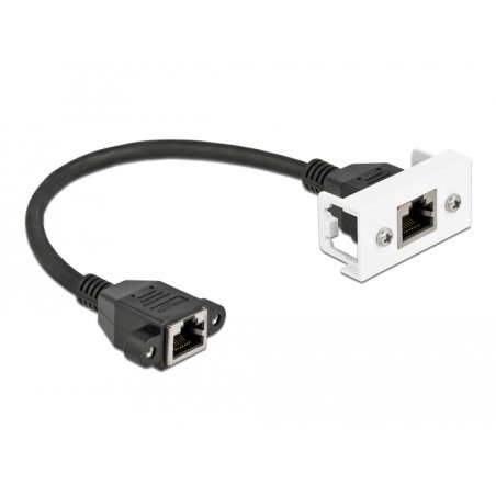 DeLOCK Câble de rallonge de réseau pour module Easy 45 S/FTP RJ45 femelle à RJ45 femelle Cat.6A, 25 cm, noir