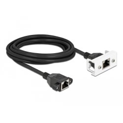 Delock Netzwerk Verlängerungskabel für Easy 45 Modul S/FTP RJ45 Buchse zu RJ45 Buchse Cat.6A 3 m schwarz / weiß