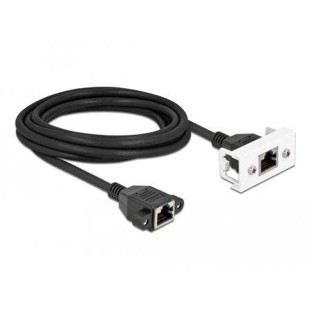 Delock Netzwerk Verlängerungskabel für Easy 45 Modul S/FTP RJ45 Buchse zu RJ45 Buchse Cat.6A 3 m schwarz / weiß