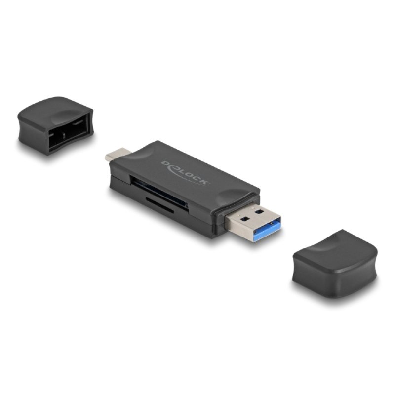 DeLOCK 91020 lecteur de carte mémoire USB 3.2 Gen 1 (3.1 Gen 1) Type-A/Type-C Noir