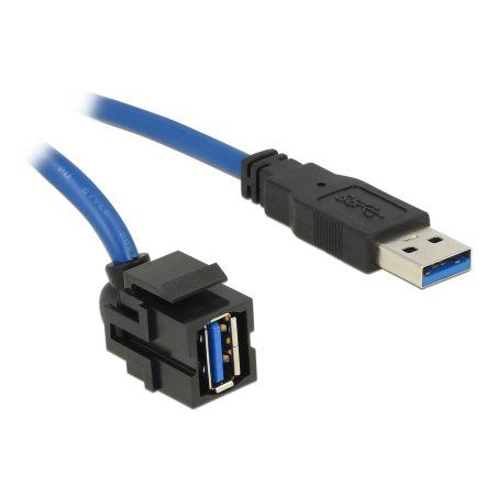 Delock Keystone Modul USB 5 Gbps Typ-A Buchse 250° zu Typ-A Stecker mit 1,5 m Kabel schwarz
