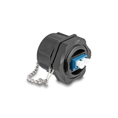Delock LWL Einbaubuchse LC Duplex zu LC Duplex mit Verschlusskappe Singlemode IP68 staub- und wasserdicht