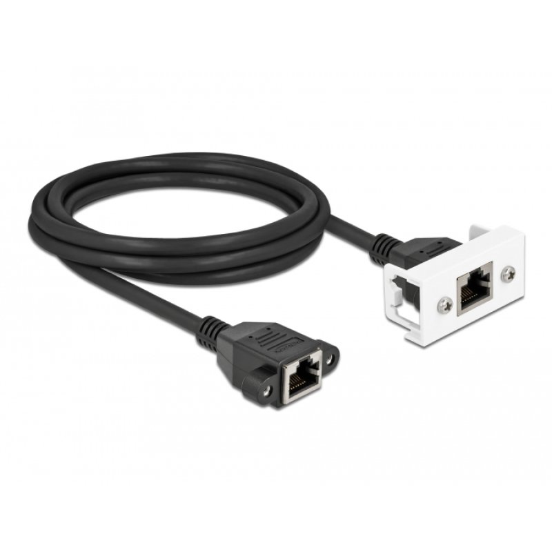 DeLOCK Network Extension Cable for Easy 45 Module S/FTP RJ45 jack to RJ45 jack Cat.6A 2 m black