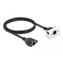 Delock Netzwerk Verlängerungskabel für Easy 45 Modul S/FTP RJ45 Buchse zu RJ45 Buchse Cat.6A 1 m schwarz / weiß