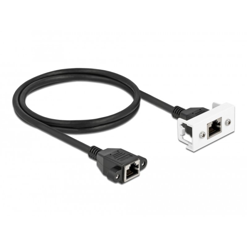 DeLOCK Network Extension Cable for Easy 45 Module S/FTP RJ45 jack to RJ45 jack Cat.6A 1 m black