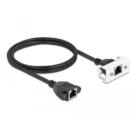 DeLOCK Network Extension Cable for Easy 45 Module S/FTP RJ45 jack to RJ45 jack Cat.6A 1 m black