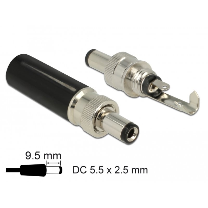 DeLOCK 89914 connecteur de fils DC Noir, Nickel