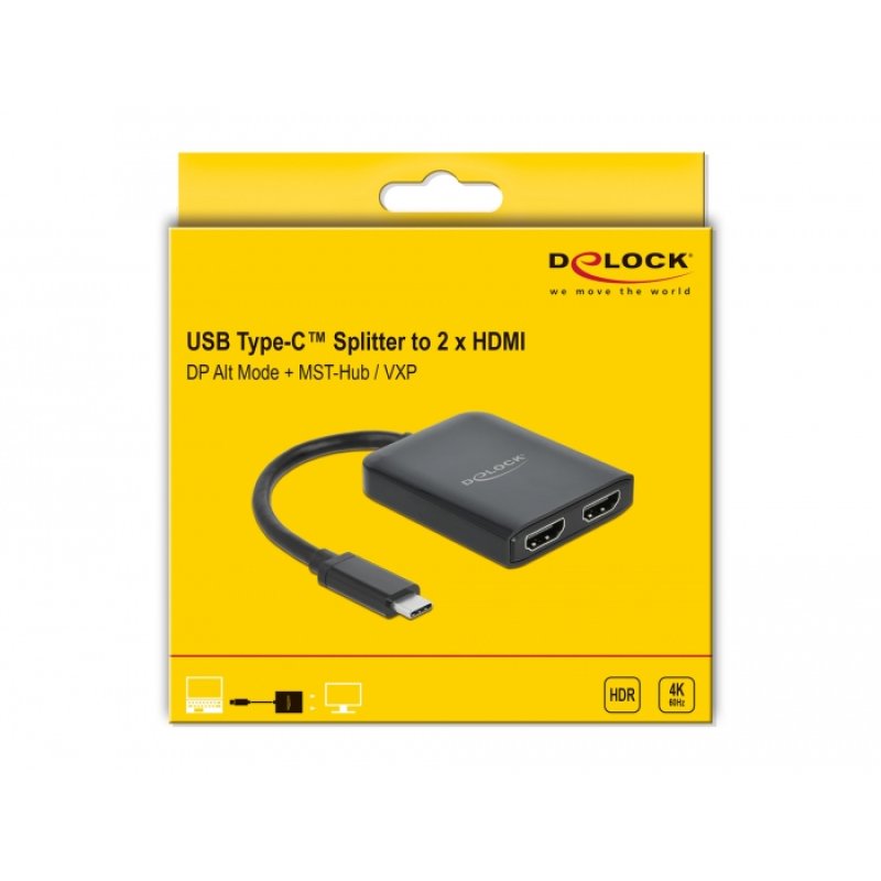 DeLOCK Diviseur USB Type-C (Mode DP Alt) à 2 x HDMI MST / VXP