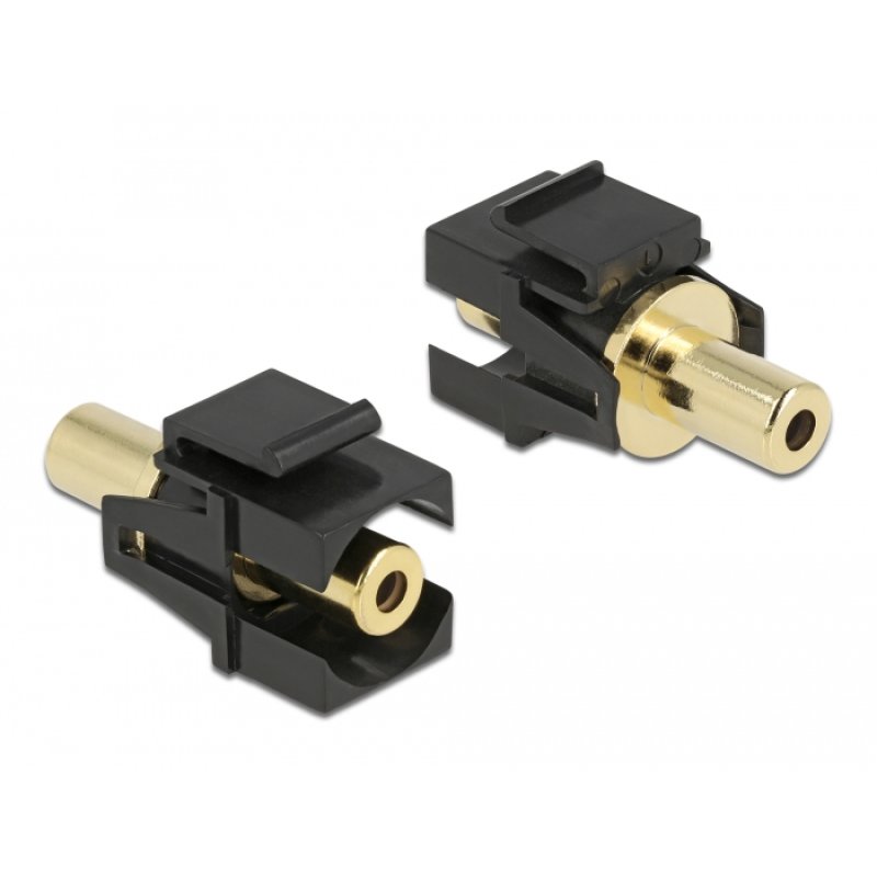 DeLOCK Keystone Module stereo jack female 3.5 mm 3 pin to stereo jack female 3.5 mm 3 pin gold plated black