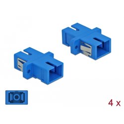 DeLOCK Coupleur de fibre optique SC Simplex femelle à SC Simplex femelle Simple-mode, 4 unités, bleu