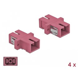 DeLOCK Coupleur de fibre optique SC Simplex femelle à SC Simplex femelle, Multimode, 4 unités, violet