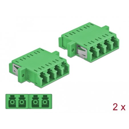 DeLOCK Coupleur de fibre optique LC Quad femelle à LC Quad femelle Simple-mode, 2 unités, vert