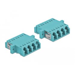 DeLOCK Coupleur de fibre optique LC Quad femelle à LC Quad femelle, Multimode, 2 unités, bleu clair