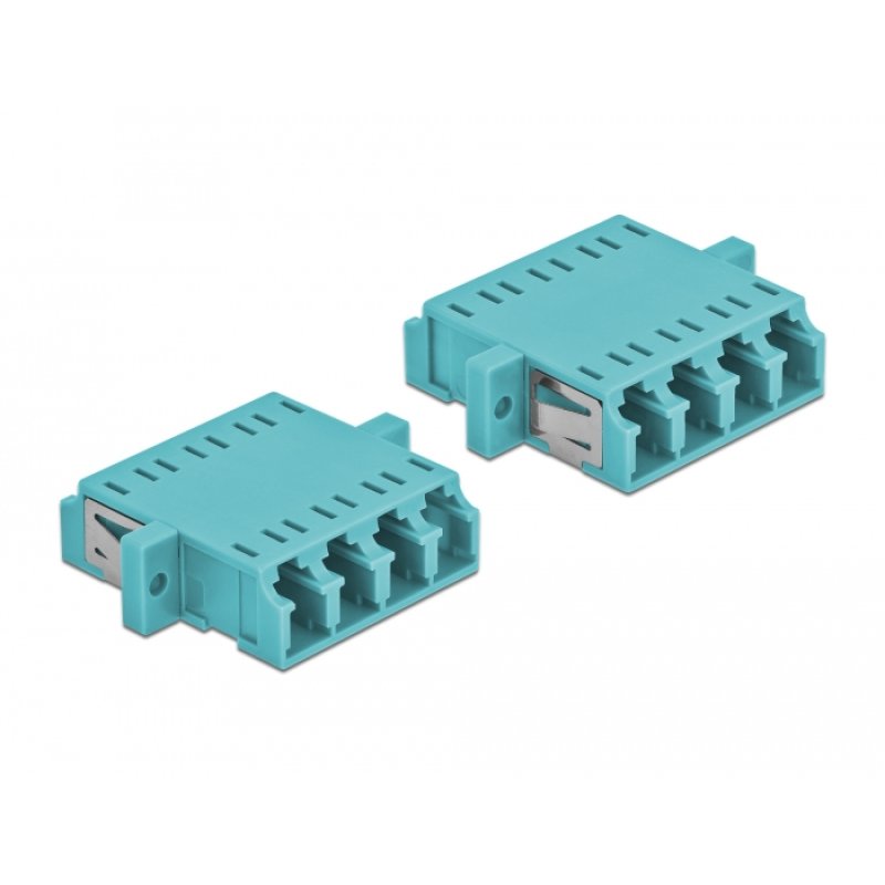 DeLOCK Coupleur de fibre optique LC Quad femelle à LC Quad femelle, Multimode, 2 unités, bleu clair