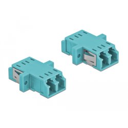DeLOCK Optical Fiber Coupler LC Duplex female to LC Duplex female Multi-mode 2 pieces light blue