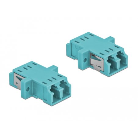 DeLOCK Optical Fiber Coupler LC Duplex female to LC Duplex female Multi-mode 2 pieces light blue
