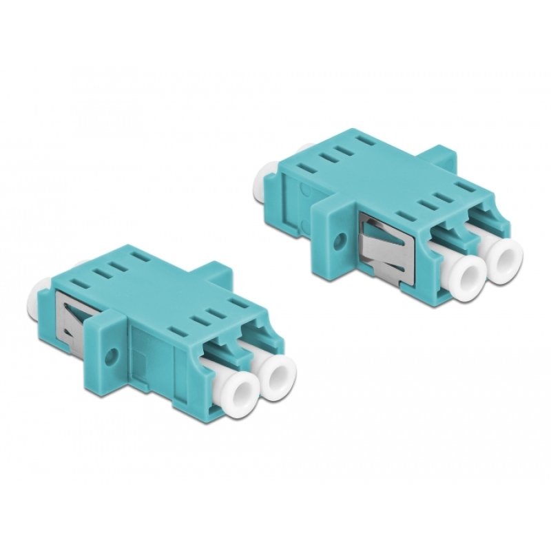 DeLOCK Optical Fiber Coupler LC Duplex female to LC Duplex female Multi-mode 2 pieces light blue