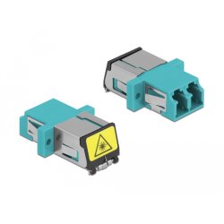 DeLOCK Optical Fiber Coupler with laser protection flip LC Duplex female to LC Duplex female Multi-mode aqua