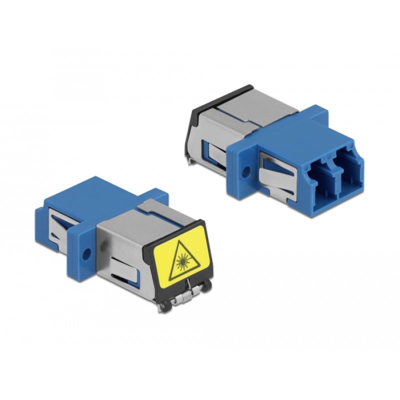 DeLOCK Optical Fiber Coupler with laser protection flip LC Duplex female to LC Duplex female Single-mode blue