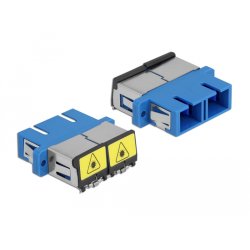 Delock LWL Kupplung mit Laserschutzklappe SC Duplex Buchse zu SC Duplex Buchse Singlemode blau