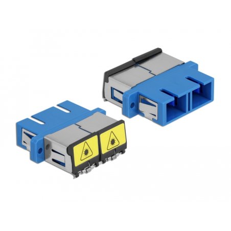 DeLOCK Optical Fiber Coupler with laser protection flip SC Duplex female to SC Duplex female Single-mode blue