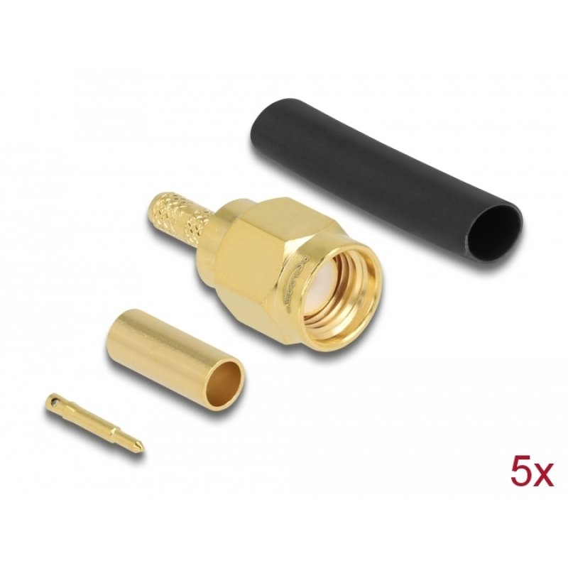 DeLOCK SMA plug for crimping RG-174 / RG-316 with matching shrink tube