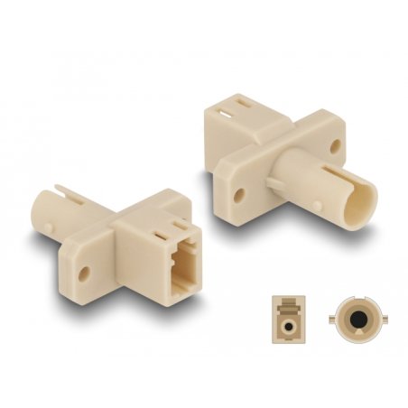 DeLOCK Coupleur hybride de fibre optique LC Simplex femelle à ST Simplex femelle, beige