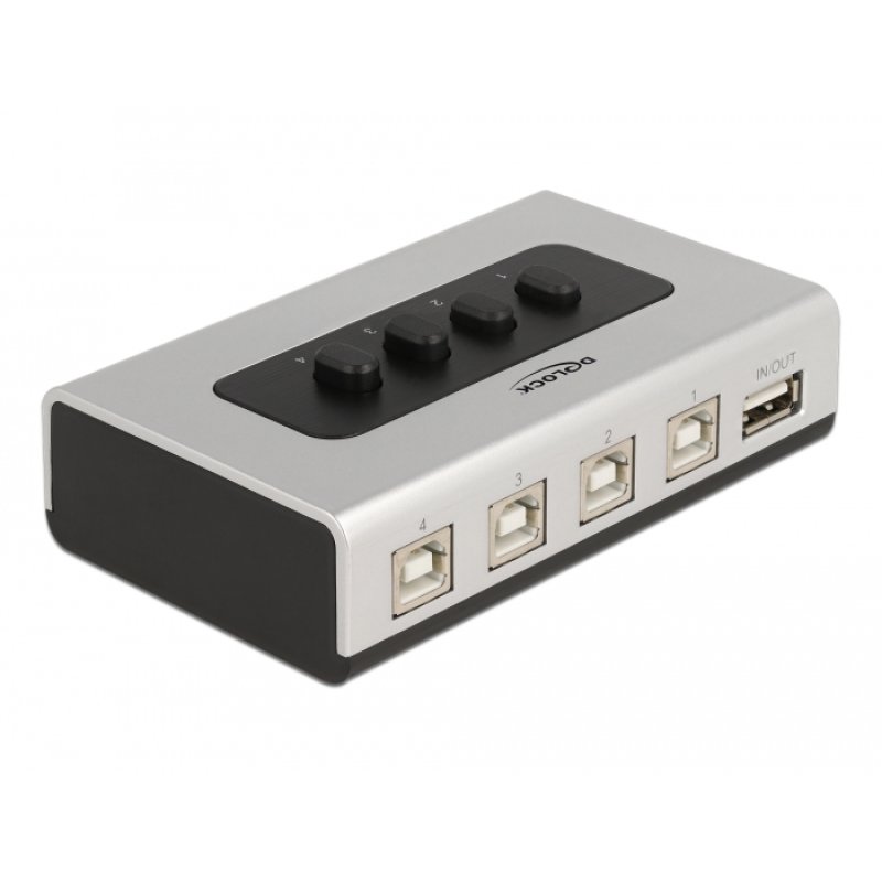 DeLOCK Switch USB 2.0 with 4 x Type-B female to 1 x Type-A female manual bidirectional