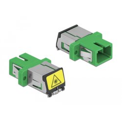 DeLOCK Optical Fiber Coupler with laser protection flip SC Simplex female to SC Simplex female Single-mode green