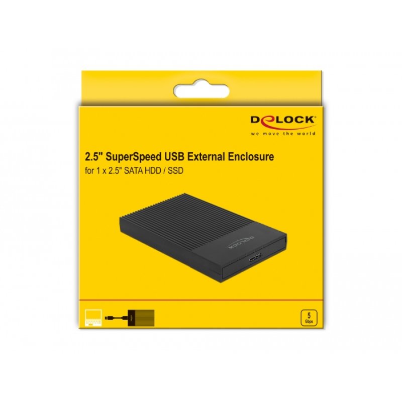 DeLOCK Boitier externe pour SATA HDD / SSD 2.5″ avec SuperSpeed USB Type Micro-B femelle - pas d’outil