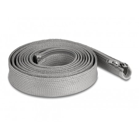 Delock Geflechtschlauch mit Reißverschluss hitzebeständig 3 m x 20 mm grau