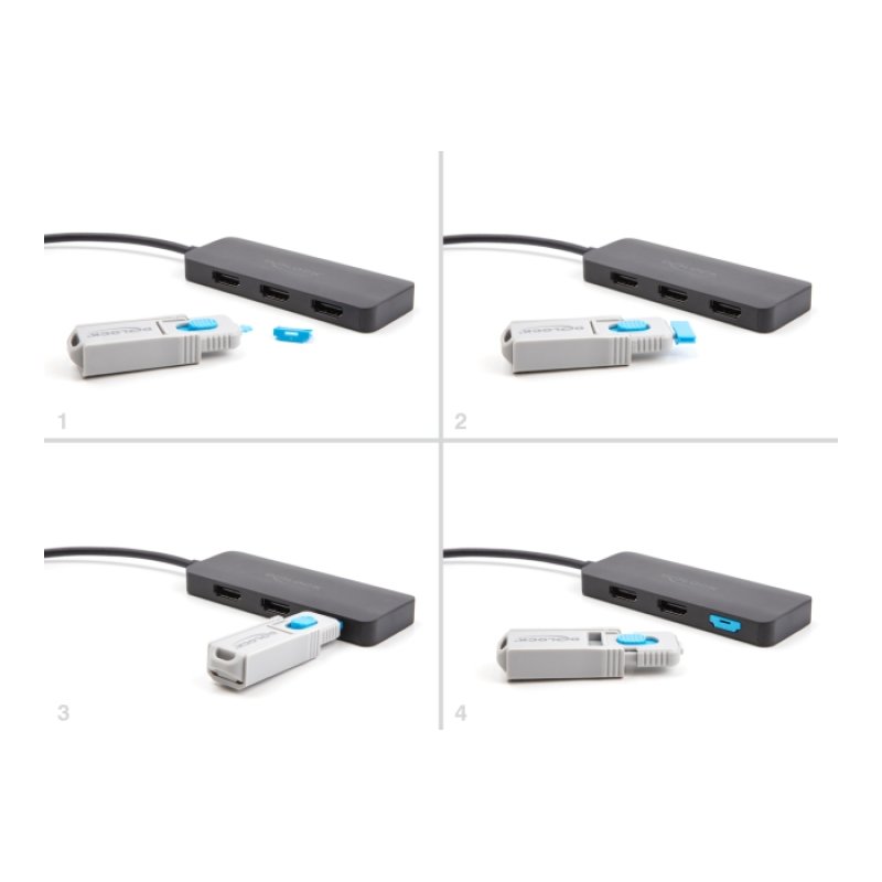 Delock HDMI Port Blocker Set für HDMI Buchsen 4 Stück Verschlusswerkzeug