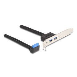 Delock Slotblech 1 x USB 5 Gbps Pfostenbuchse 90° gewinkelt zu 2 x USB 5 Gbps Typ-A Buchse 50 cm