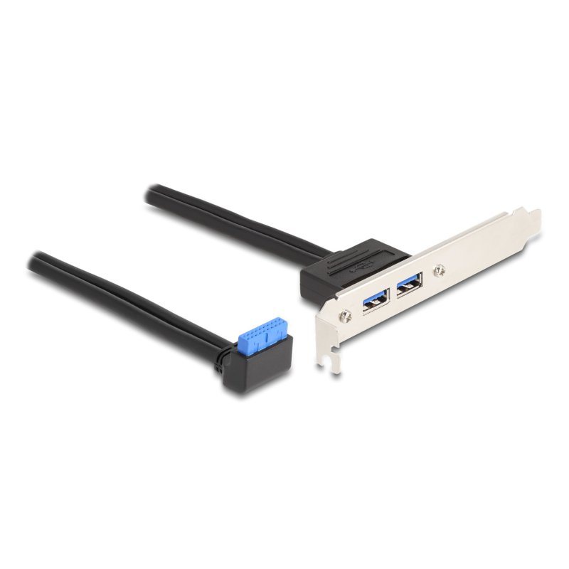 DeLOCK Support à fente 1 x tête USB 5 Gbps femelle, angulée 90° vers 2 x USB 5 Gbps Type-A femelle, 50 cm