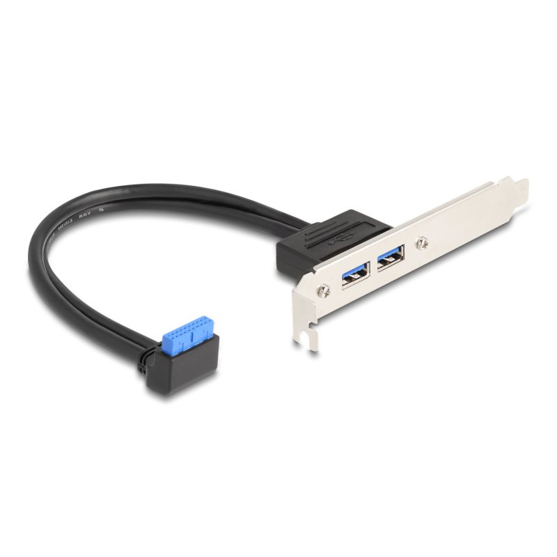 Delock Slotblech 1 x USB 5 Gbps Pfostenbuchse 90° gewinkelt zu 2 x USB 5 Gbps Typ-A Buchse 50 cm