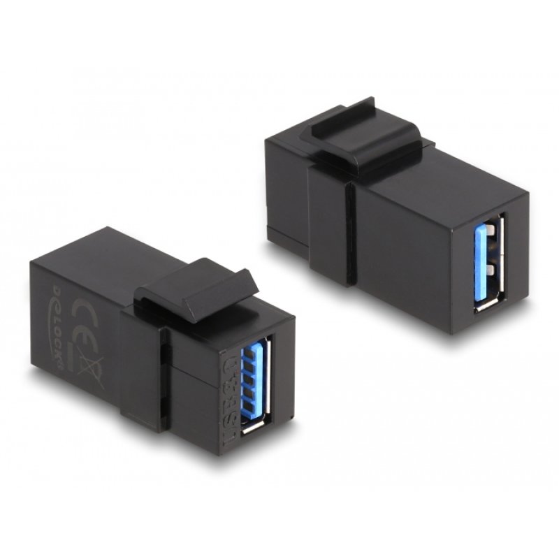 DeLOCK Keystone Module USB 3.0 A female to USB 3.0 A female black (1:1)