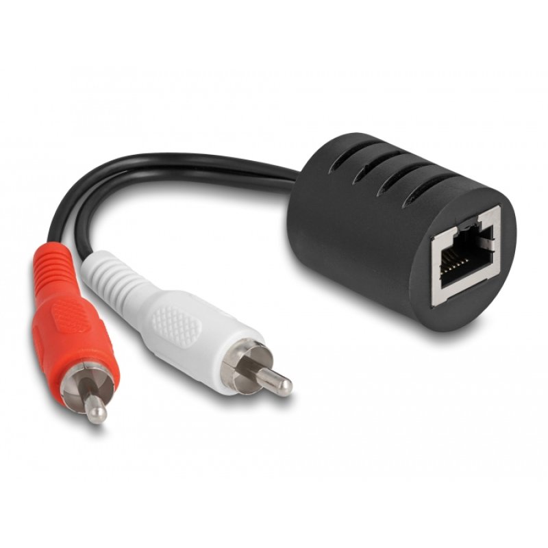 DeLOCK Stereo Audio Extender RJ45 jack to 2 x RCA plug Cat.5 up to 50 m set 2 pieces