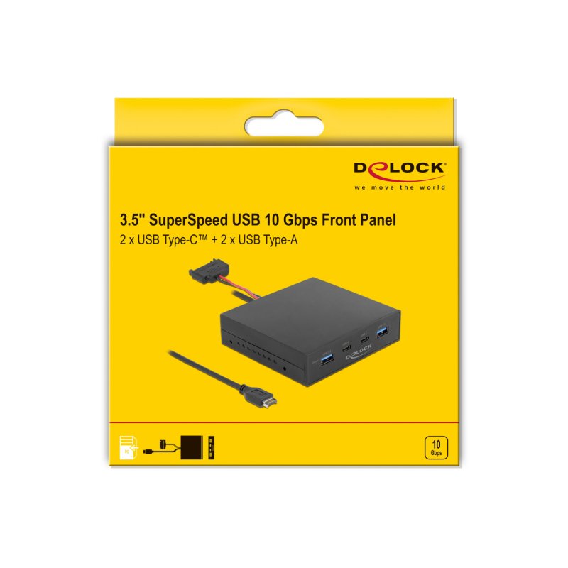 DeLOCK 3.5″ USB 3.2 Gen 2 Front Panel 2 x USB Type-C 2 x USB Type-A