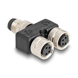 DeLOCK Diviseur M8 Y- codé A, 4 broches 1 x mâles vers 2 x connexions femelle parallèles