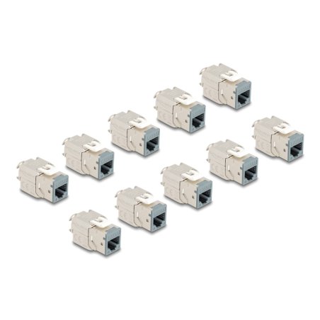DeLOCK Module Keystone RJ45 femelle à LSA Cat.6A, sans outil, gris, set de 10 unités