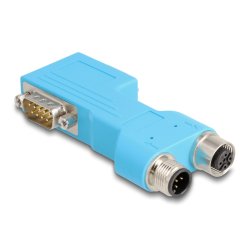 DeLOCK Diviseur mâle et femelle D-Sub 9 vers mâle et femelle M12, 5 broches, bus CAN codé A, 90°, bleu