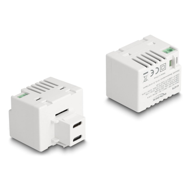 DeLOCK Module Keystone avec 2 ports de chargement USB Type-C PD 20 W blanc