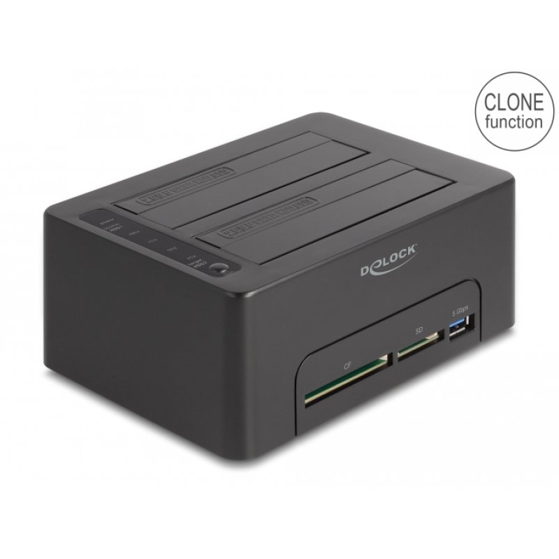 DeLOCK USB Dual Docking Station for 2 x SATA HDD / SSD with Clone Function and Card Reader additional USB Port